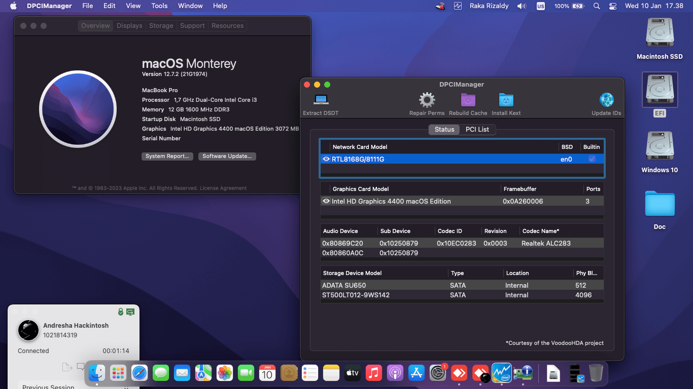 Success Hackintosh macOS Monterey 12.7.2 Build 21G1974 in Acer Aspire E5-471-356A